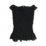 Girls Smocked Sleeveless Ruffle Top