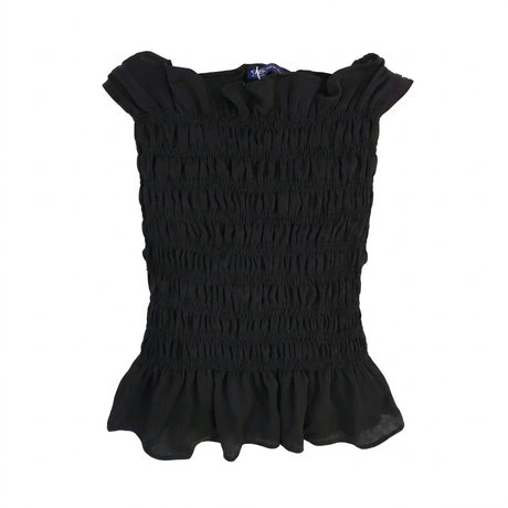 Girls Smocked Sleeveless Ruffle Top