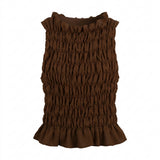 Girls Smocked Sleeveless Ruffle Top