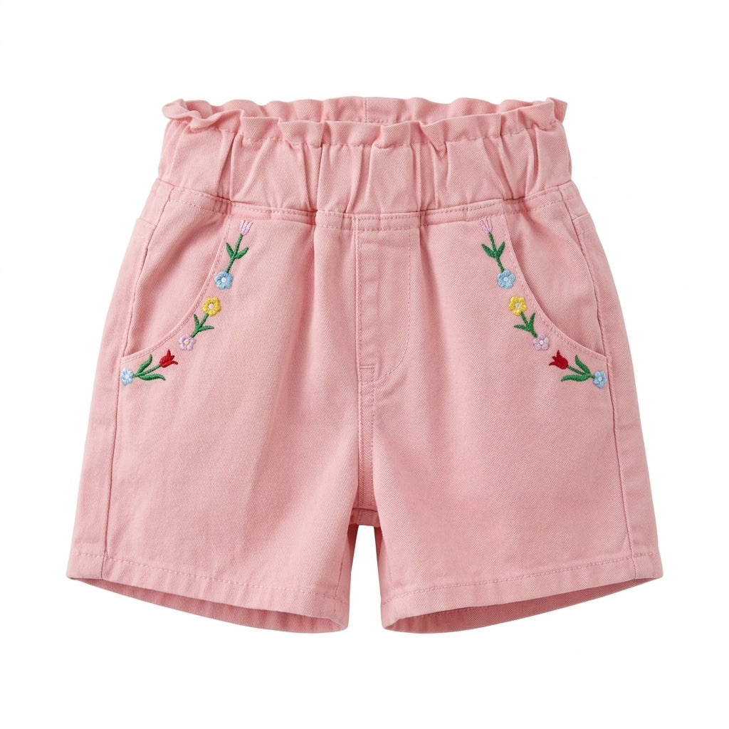 Kids Embroidered Floral Shorts