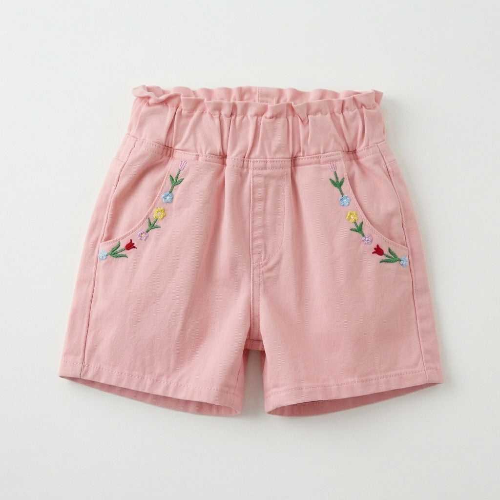 Kids Embroidered Floral Shorts