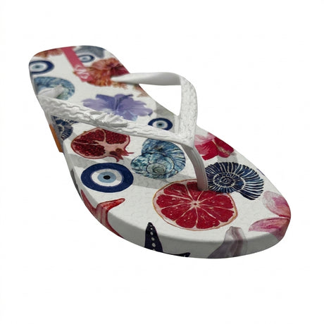 Women Floral And Evil Eye Print Flip Flop Slipper