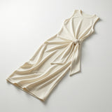 Casual Sleeveless Side Tie Midi Dress