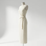 Casual Sleeveless Side Tie Midi Dress