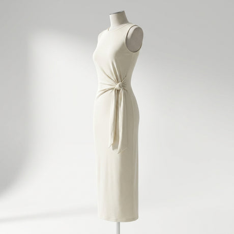 Casual Sleeveless Side Tie Midi Dress