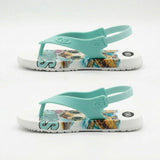 Girls Mint Sea Turtle Print Flip Flop Sandals With Back Strap