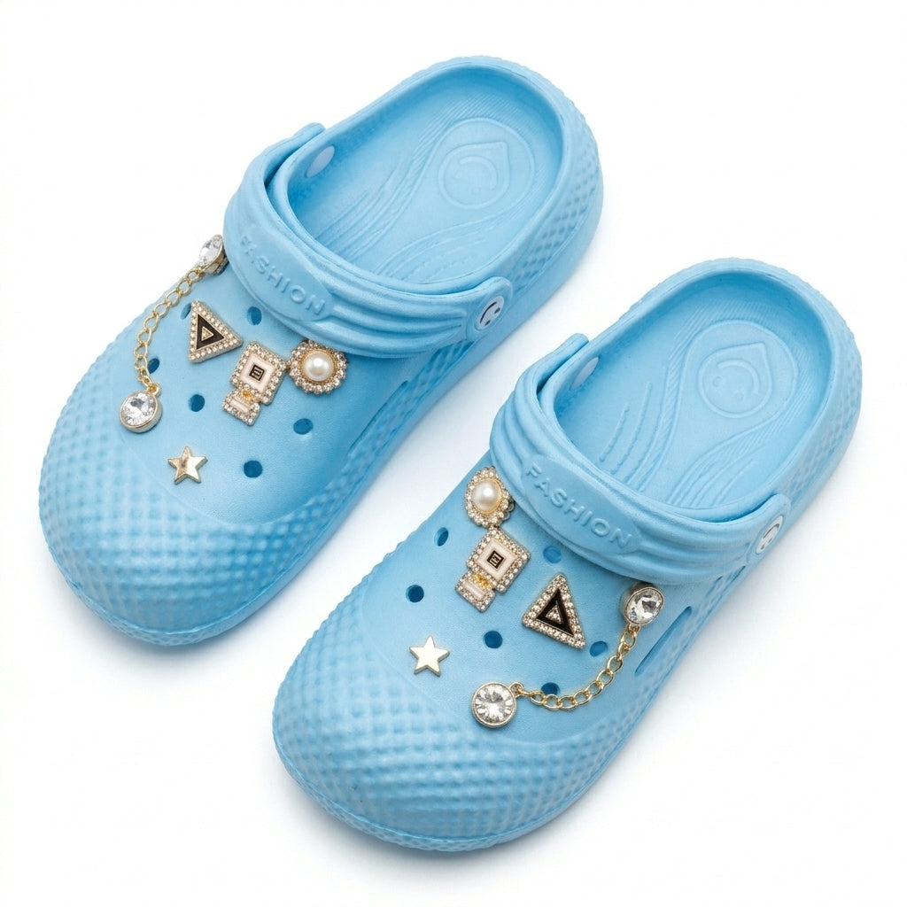 Girls Charm Embellished Clog Sandals