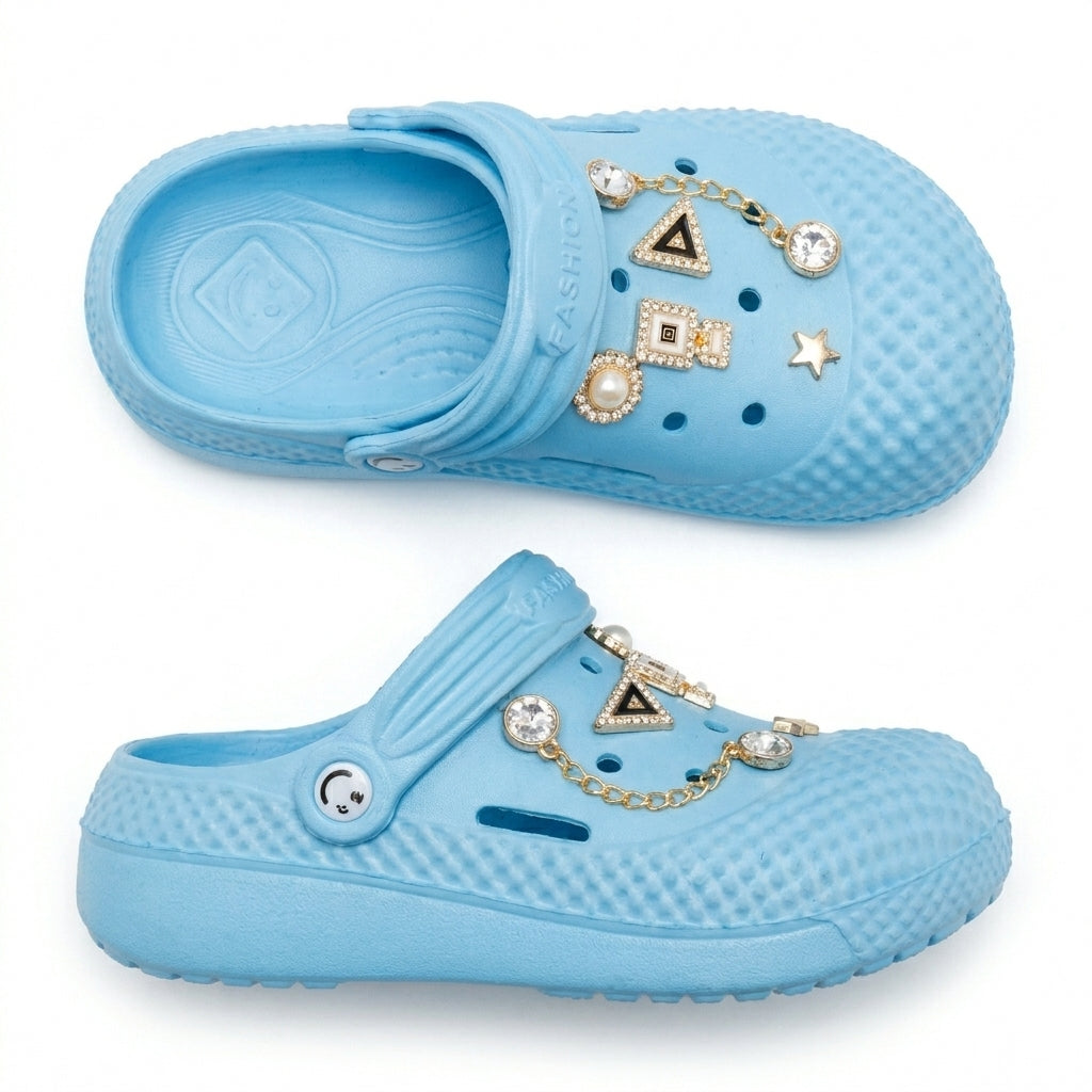 Girls Charm Embellished Clog Sandals