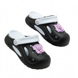 Girls Charm Embellished Clog Sandals With Back Strap