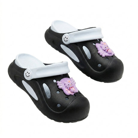 Girls Charm Embellished Clog Sandals With Back Strap