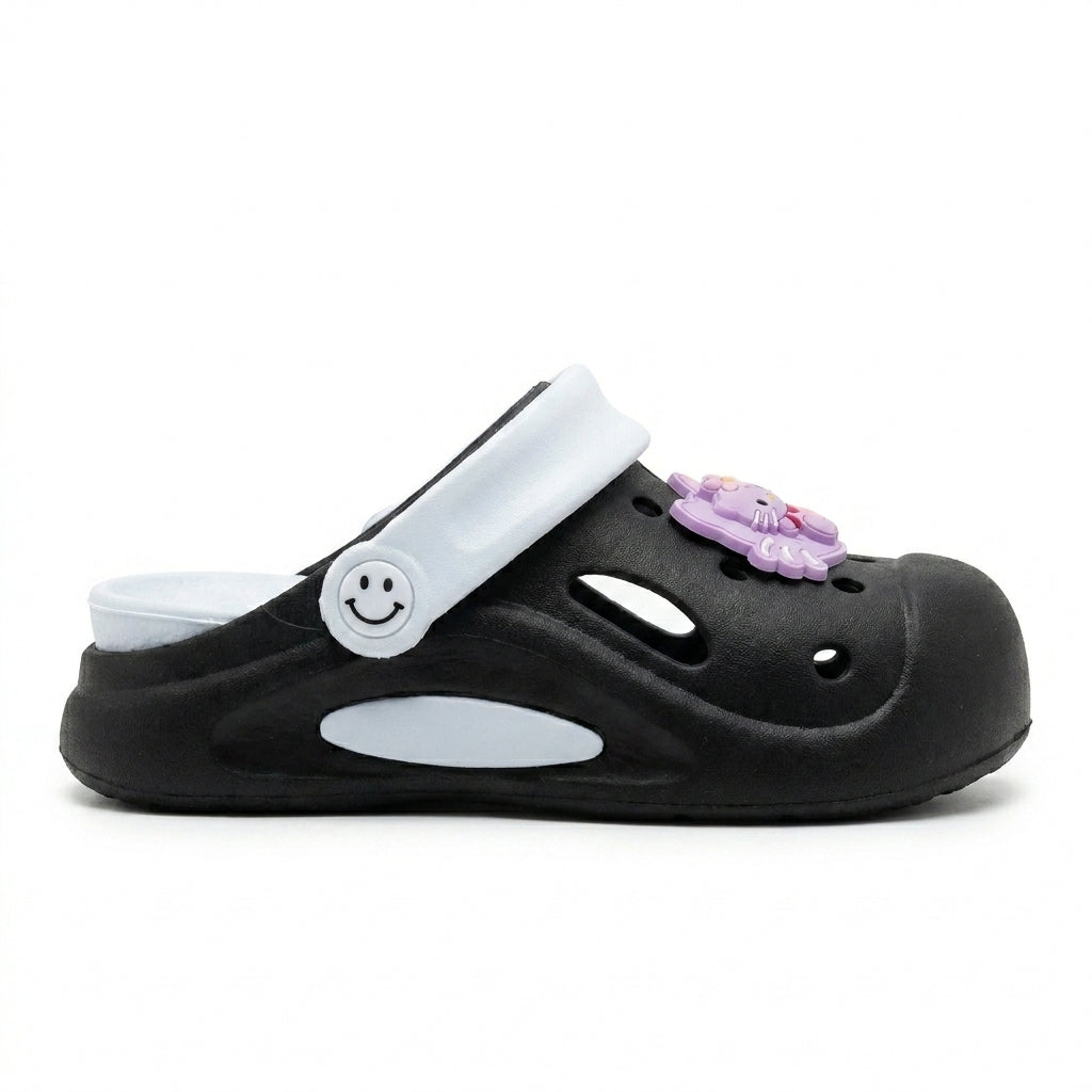 Girls Charm Embellished Clog Sandals With Back Strap