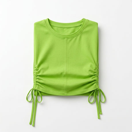 Women Ruched Drawstring Crop Top