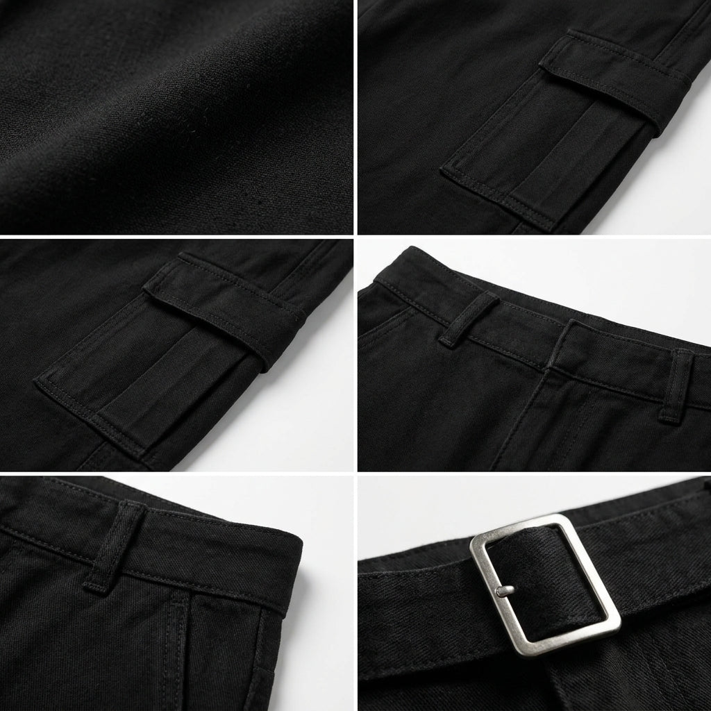 Belted Cargo Pants With A High Rise Waist