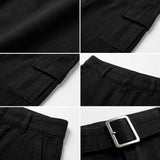Belted Cargo Pants With A High Rise Waist