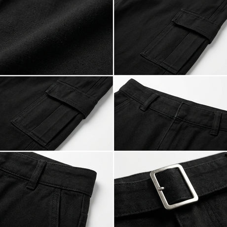 Belted Cargo Pants With A High Rise Waist