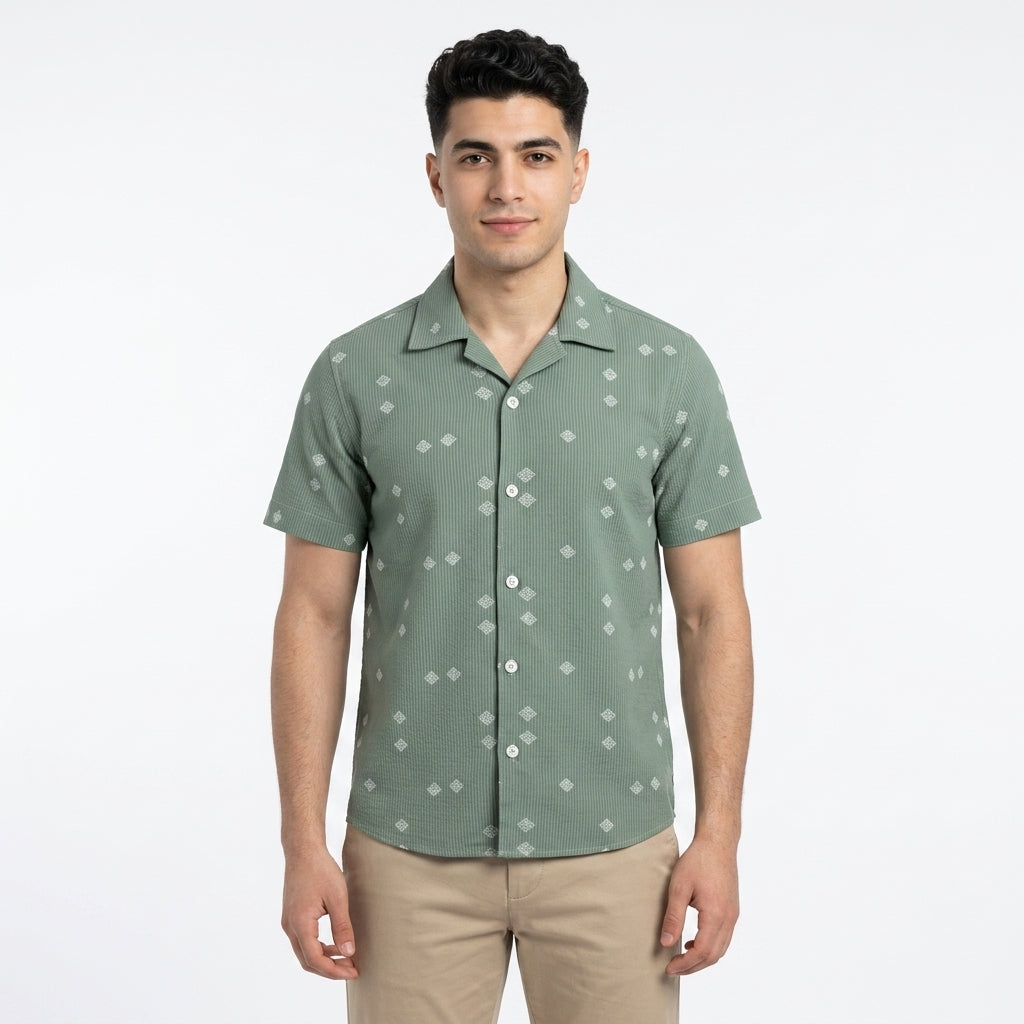 Kids Short Sleeve Printed Button Front Shirt