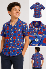 Kids Boys Short Sleeve Printed Shirt Fun Adventure Print