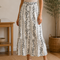 Women Floral Stripe Button Front Midi Skirt