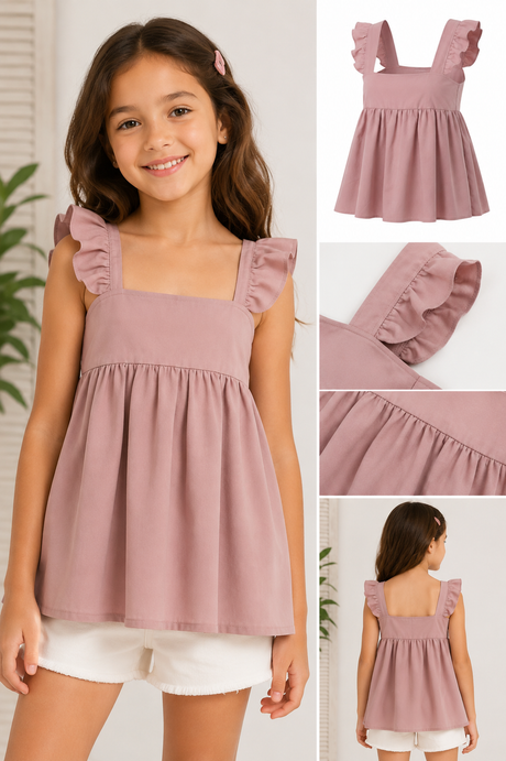 Casual Sleeveless Peplum Top With Ruffle Strap