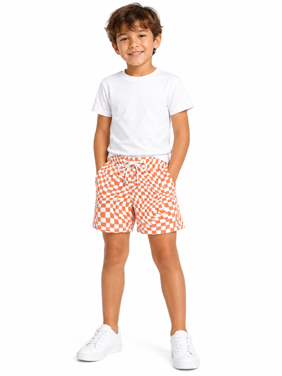 Boys Checkerboard Dolphin Hem Shorts