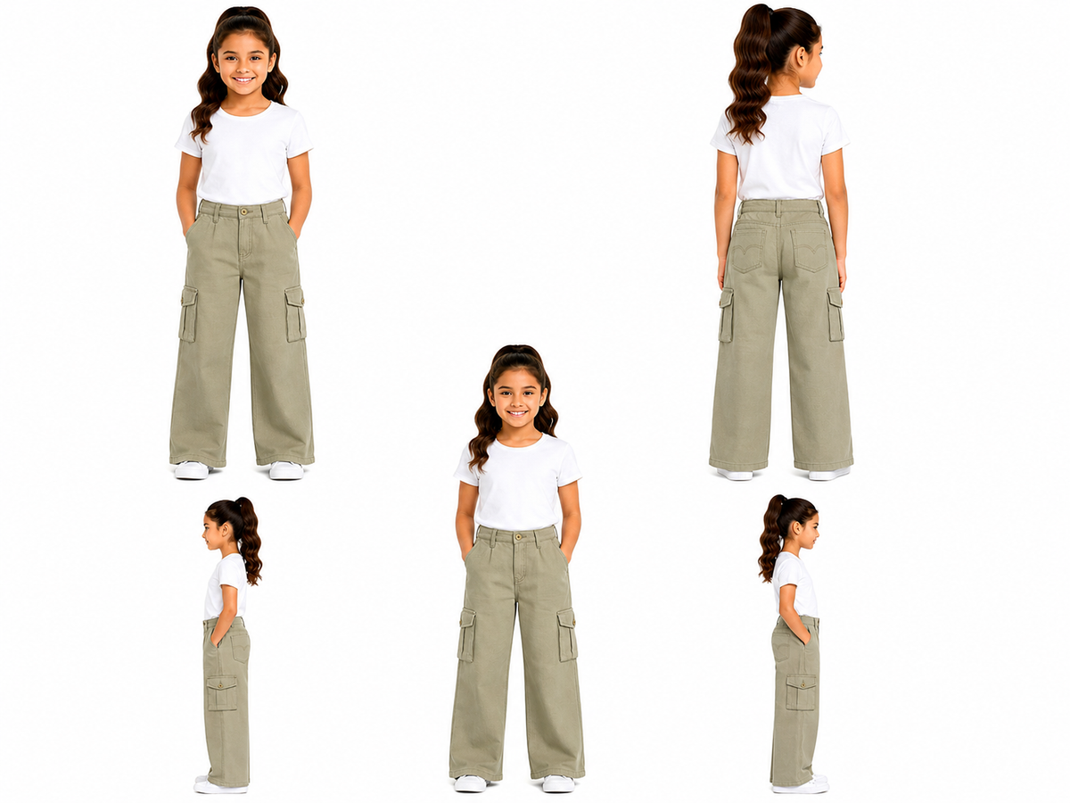 Girls Wide Leg Cargo Pants
