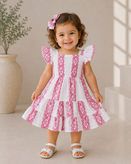 Kids Patterned Tiered Dress