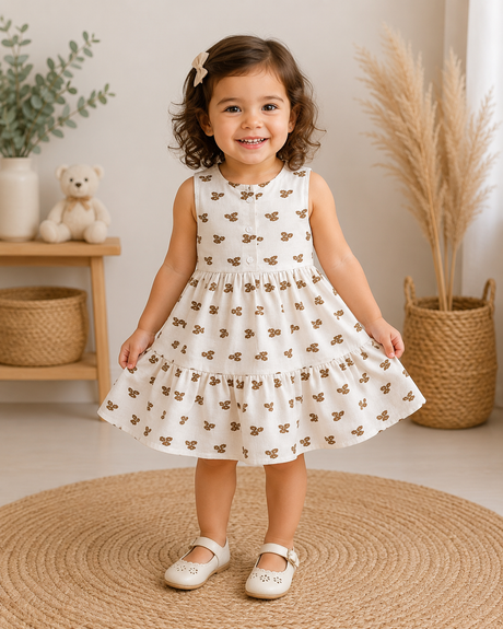 Kids Sleeveless Tiered Dress With Floral Print