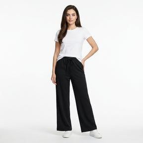 Casual Elastic Waist Wide Leg Pants