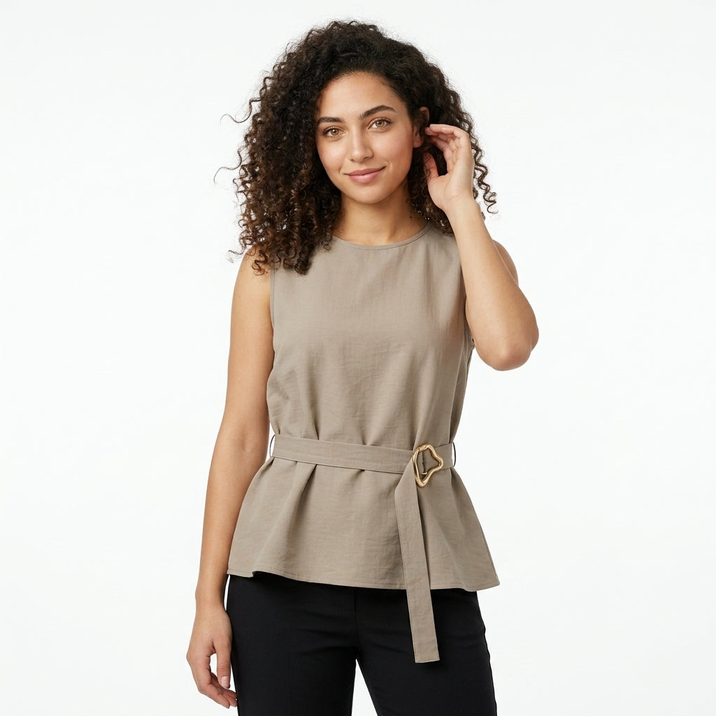 Casual Wear Women Sleeveless Tie Waist Top