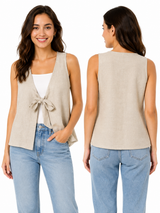 Women Tie Front Sleeveless Vest