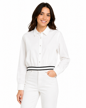 Women Cropped Button Front Shirt