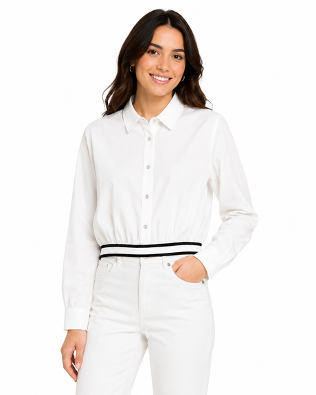 Women Cropped Button Front Shirt