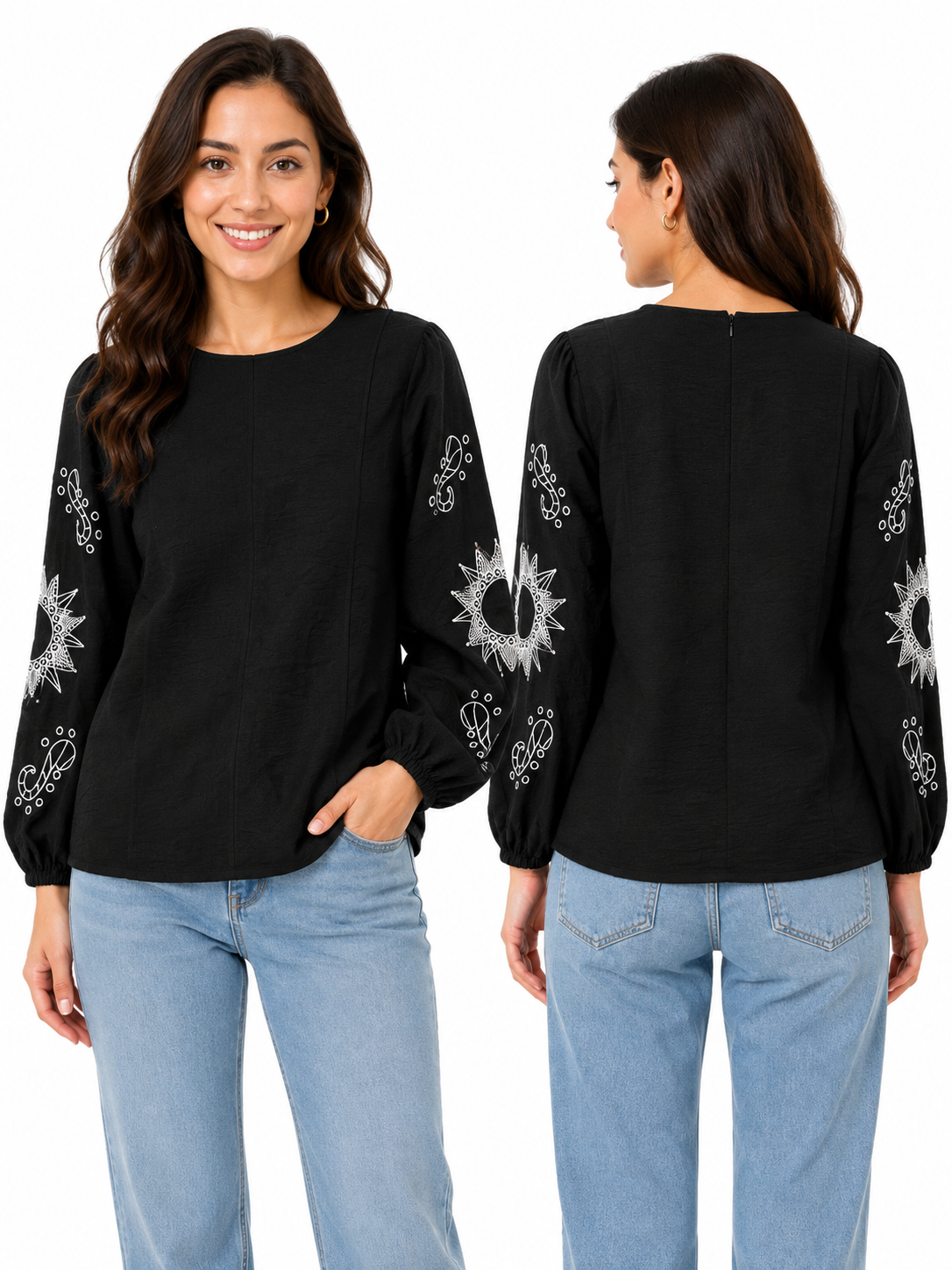 Women Embroidered Sleeve Blouse