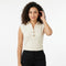 Sleeveless Collared Top With Button Placket