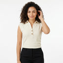 Sleeveless Collared Top With Button Placket