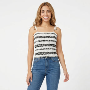 Women Smocked Tie Strap Top