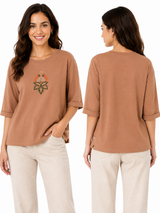 Women Floral Embroidered Long Sleeve Top