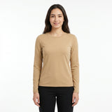 Long Sleeve Basic Top With Rou Neckline