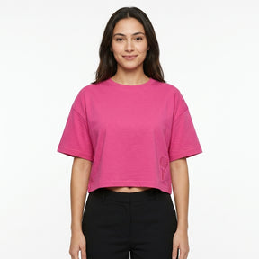 Women Short Sleeve T Shirt With Tennis Racket Embroidery