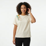 Casual Women Floral Applique Short Sleeve T Shirt