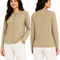 Long Sleeve Cardigan Top With Rou Neckline