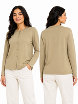 Long Sleeve Cardigan Top With Rou Neckline