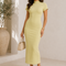 Casual Ribbed Mock Neck Short Sleeve Maxi Dress