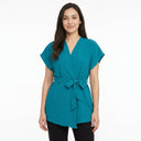 Tie Waist Cap Sleeve Blouse