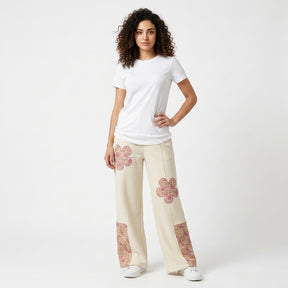 Girls Floral Patch Wide Leg Pants