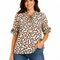 Abstract Print Blouse With Tie Neck