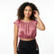 Casual Rose Ruched Crop Top With Side Tie