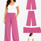 Casual Elastic Waist Wide Leg Pants