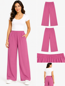 Casual Elastic Waist Wide Leg Pants
