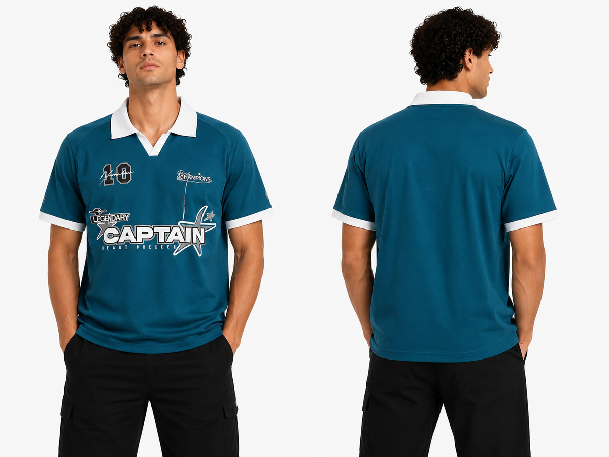 Boys Graphic Polo T Shirt Captain Print